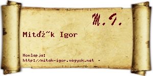 Miták Igor névjegykártya